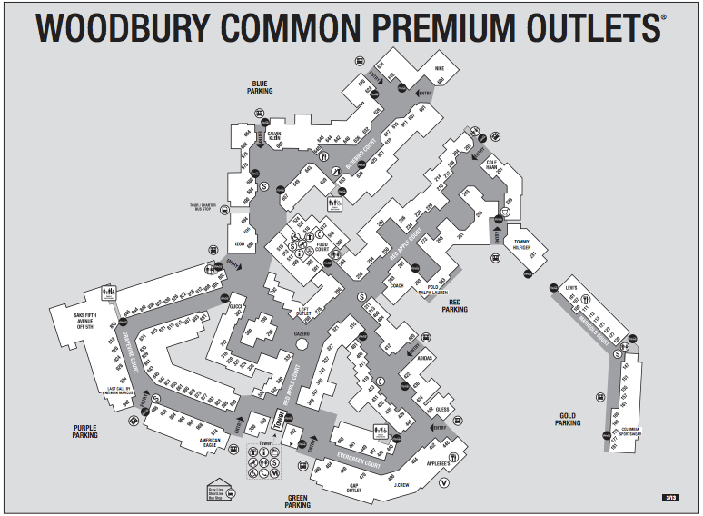 Woodbury Common Premium Outlets Map - Retail area - Town of Woodbury, New  York, USA